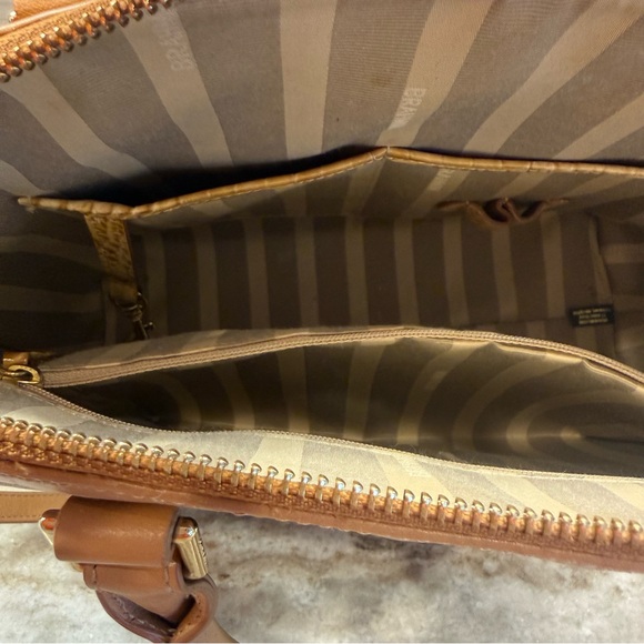 Brahmin Croc-Embossed Dome Satchel - Navy, Beige, Tan & Red Matching Wallet - Picture 15 of 16